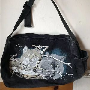 Harlequin mills bag wolves denim large bag